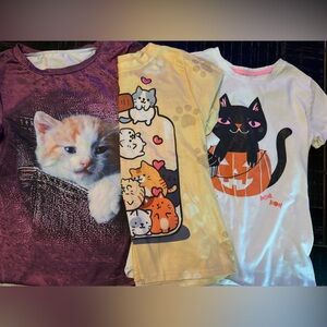 Lot of 3 Cat Print T-Shirts size 7